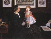 Sir John Everett Millais Mrs James Wyatt Jnr and her Daughter oil painting on canvas